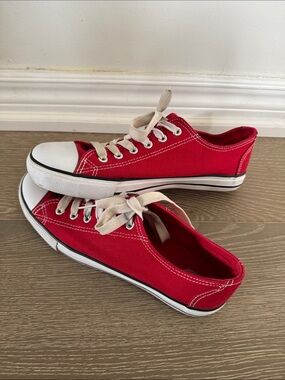 Classic Red Canvas Low-Top Sneakers for Women